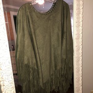 Forest green suede poncho